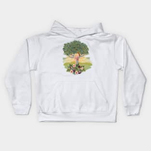 Girl Reading in Fig Tree Kids Hoodie